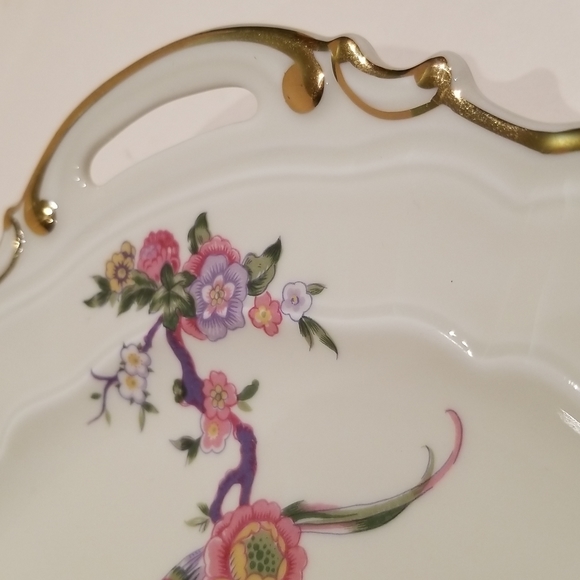 VINTAGE Bernardaud Limoges Porcelain Cake Plate WITH TWO gilt HANDLES - Picture 9 of 16